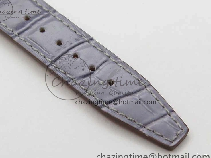 MIROTIME 0510 Attractive Portofino 37mm SS V7F 1:1 Best Edition Gray Dial Diamonds Bezel on Gray Leather Strap A 7091